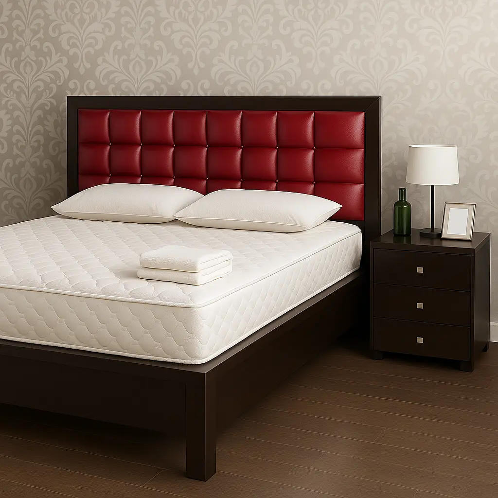 Regal Button-Tufted King Bed With Nightstand