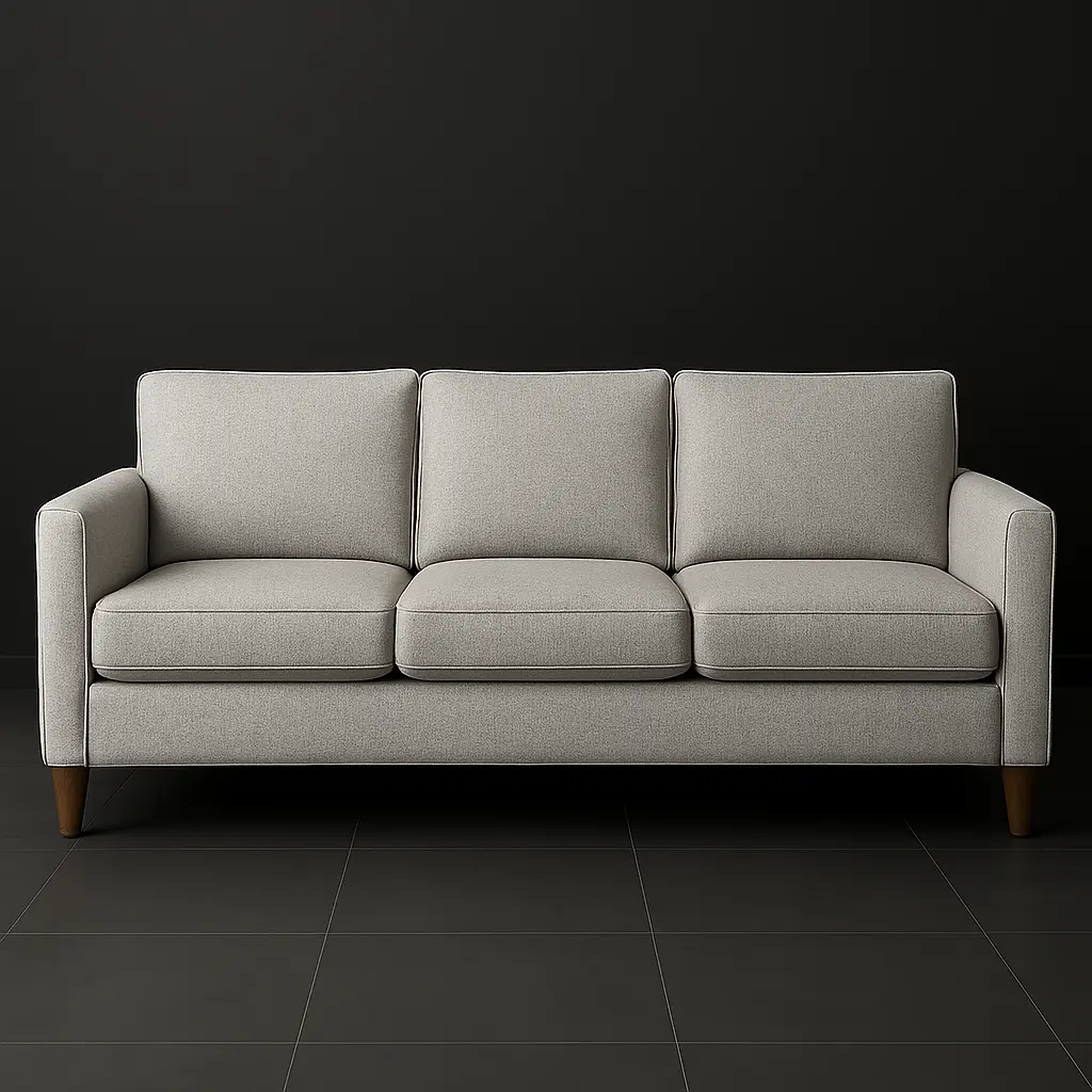 LuxeBlack 3-Seater Fabric Sofa