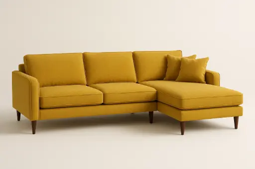 Inter L-shaped Fabric Yellow Sofa