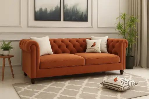 Chesterfield Luxe Velvet 2-Seater Sofa – Royal Blue by YuvaFurnitures